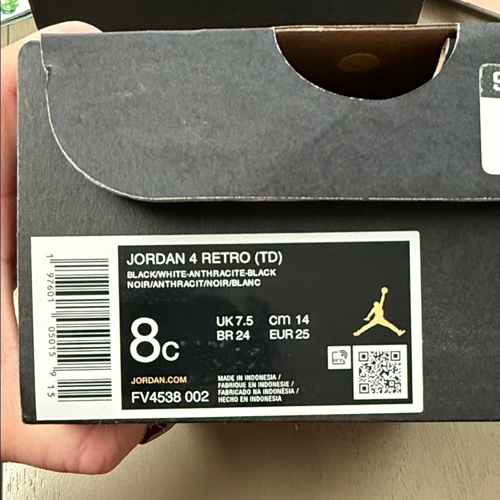 Jordan 4 Retro TD in Black and White